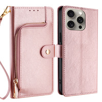 Funda de Teléfono de Cuero de Lujo para Samsung S24 Ultra S23 Plus, Funda de Teléfono Celular de Cuero PU TPU con Correa para la Muñeca, 15 Plus 14 13 12 11 Pro Max