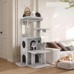 Moderno classico doppio strato Cat Tree spesse cuscinetto arrampicata struttura letto gioco caratteristiche Sisal legno gatto Scratcher Pet House - Product Image 6