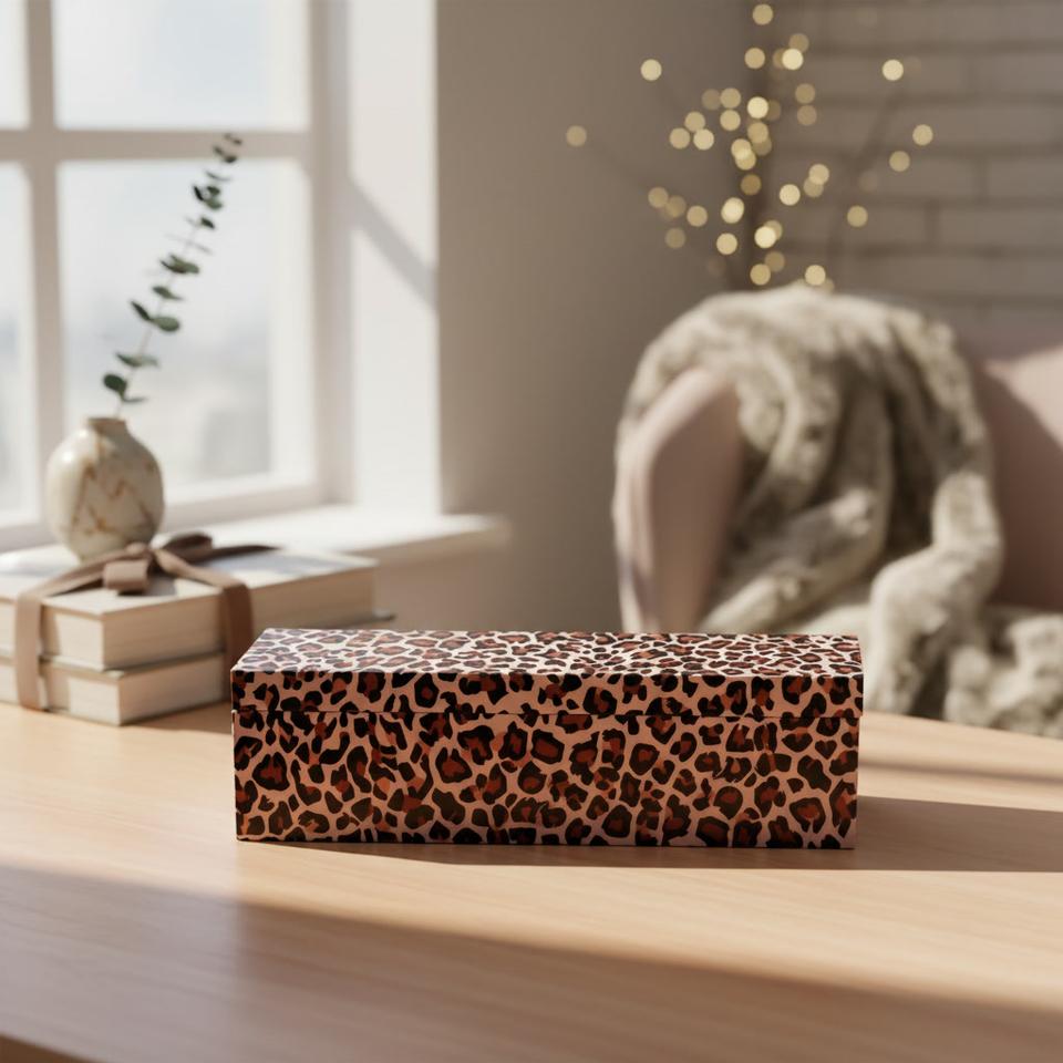 Luxury Painted Leopard Print PU Leather Wrapped Wooden Storage Box ...