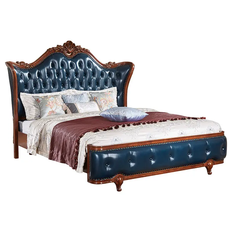 ब्रिटिश ग्रामीण शैली अमेरिकी शास्त्रीय शैली ठोस लकड़ी के फ्रेम डबल बिस्तर b465