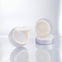 Boîte à poudre vide argentée, boîte à poudre libre ronde givrée avec tamis élastique, emballage cosmétique personnalisable avec étiquette