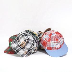 Neues Design Mode-Seil-Stickerei-Logo 100% Baumwolle <span class=keywords><strong>5</strong></span>-<span class=keywords><strong>Panel</strong></span> Vorgebogener Schirm Gorras Individuell Anpassbare Karierte Snapback-Mütze - Product Image 4