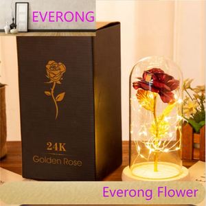 AI-309 Rose d'or préservée dans un dôme en verre avec lumière LED La Belle et la Bête Rose dans un verre Cadeaux de Saint Valentin - Product Image 3
