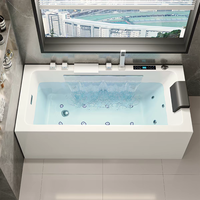 Bain à remous ovale moderne en acrylique pour extérieur, chauffé thermostatiquement, avec massage, autoportant, pour jardin et spa de nage
