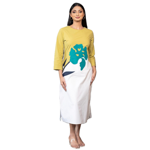 Vestido de Algodón con Apliques Florales, Estilo Chic y Elegante, Colorblock, Venta al Por Mayor, Casual - Product Image 6