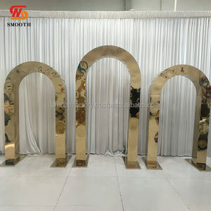 Arche de mariage ronde en métal personnalisée, toile de fond de porte carrée en acier inoxydable miroir en couleur or argent - Product Image 3