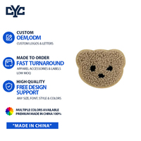 Patch thermocollant en chenille 3D de qualité supérieure, motif tête d'ours de dessin animé mignon, doux et moelleux