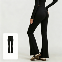 Pantalon de sport taille haute coupe large, effet galbant et amincissant, longueur 9 pouces, pour le yoga, avec logo personnalisable, tendance pêche