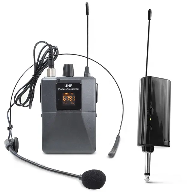 UHF fone de ouvido fone de ouvido com microfones sem fio sistemas de karaoke profissional