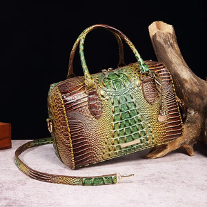 Sac à main bandoulière transfrontalier avec sangle d'épaule pour le voyage, style rétro, en imprimé crocodile Brahman, adapté aux femmes - Product Image 3