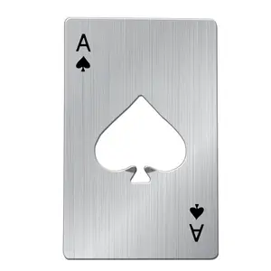 Silber Edelstahl Square Ace Form Kreditkarten größe Spades Poker Bierflaschen öffner