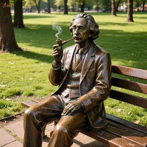 La Boca del banco de parque sentado fundido a mano de latón personalizado tiene pipa de tabaco estatua de bronce famosa de <span class=keywords><strong>Albert</strong></span> Einstein de tamaño real para Park Square - Product Image 2