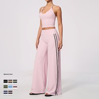 Set Yoga V-Neck dengan Tali Silang di Belakang untuk Wanita, Pakaian Olahraga Cepat Kering untuk Lari dan Latihan Kebugaran