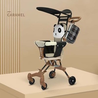 Poussette bidirectionnelle à quatre roues confortable, légère et pliable pour bébé avec conception de poche panoramique