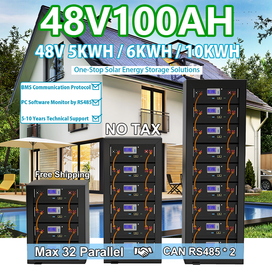 5KW 10KW Solar Energy Storage Systems LiFePO4 Lithium Ion Phosphate Battery Pack 12V 48V 100Ah