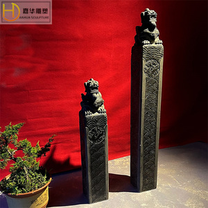 Columna Cuadrada de Piedra Jiahua con Tallado de León Pixiu Estilo Chino para Decoración de Jardín - Product Image 4