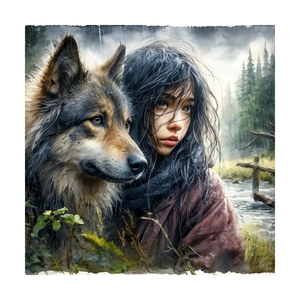 Wolf và cô gái 40x40cm/15.74inch Cross Stitch Kit DIY 11CT/14ct thêu Cross Stitch Bộ dụng cụ thủ công tường trang trí - Product Image 1