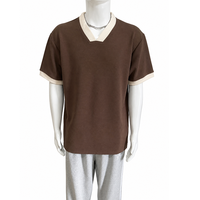 Maillot de football en gros, maillot de sport vierge à col contrastant, manches courtes, col en V, pour homme