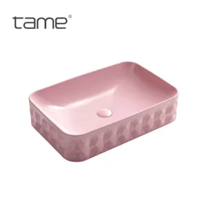 Tamme PZ8531-P14 Chaozhou Keramiek Roze Aanrechtblad Hand Wastafel Gootsteen Kunst Wastafel Voor Hotelappartement Badkamer
