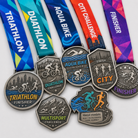 Médailles de sport personnalisées en alliage de zinc 3D pour marathon, demi-marathon, course de 10 km, médailles de finisseur de course urbaine avec ruban
