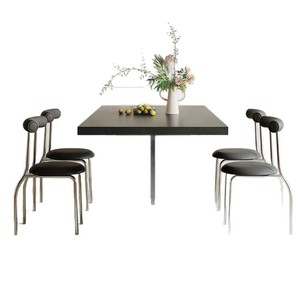 Mesa de Comedor de Acrílico Negro Puro, Diseño Rectangular Flotante Moderno y Minimalista, Ideal para Apartamentos Pequeños - Product Image 5