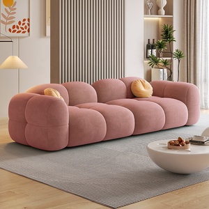 Bắc Âu Kem vải cừu len thẳng sofa ánh sáng thiết kế sang trọng cho gia đình nhỏ phòng khách Net Đỏ - Product Image 5