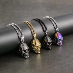 批发复古哥特式嘻哈骷髅吊坠超大骷髅项链男士礼物 - Product Image 3
