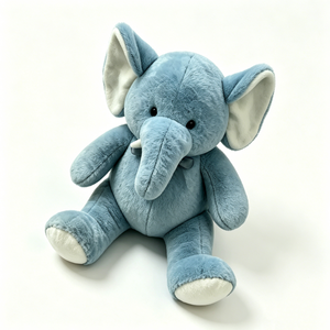 Peluche de Elefante Azul, Peluche de Elefante Sentado, Lindo Peluche de Elefante Azul Suave, Peluche de Elefante con Orejas Grandes - Product Image 1