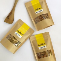 Tas kemasan kertas Kraft Logo yang dapat disesuaikan ramah lingkungan dengan jendela dan ritsleting untuk Teh Organik/makanan MOQ kecil gaya klasik
