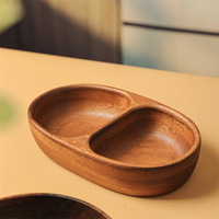 Plateau de service en bois d'acacia écologique et durable, plateau à fruits secs en bois massif, petit plat et plateau à thé, saladier pour les fêtes