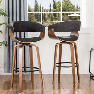 Sillas de Bar Ajustables, Modernas, Minimalistas, de Respaldo Alto, Cómodas, Elegantes y Duraderas, de Tela Marrón, para Bares, Islas de Cocina y Uso Doméstico - Product Image 1