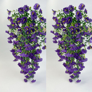 Panier de fleurs artificielles Yixin Floral Art, rose et violet, vigne suspendue, décoration de mariage, décoration de la maison, décoration murale extérieure, patio, 30cm-100cm - Product Image 2