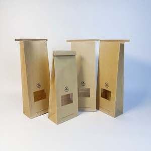 Sac en papier kraft personnalisé 80 g/m² à fond plat carré avec soufflet et fermeture à lien métallique pour desserts et grains de café - Product Image 6