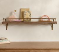 Étagère murale moderne en bois avec supports métalliques, étagère flottante pour le rangement et la décoration du salon, de la chambre et de la maison