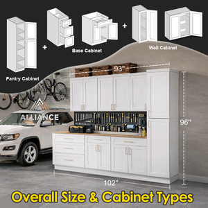 Modern Shaker Style Garage Tool Cabinet | Custom White Oak Garage Workbench Cabinet | Car Garage Cabinets For Apartment Projects - Product Image 4