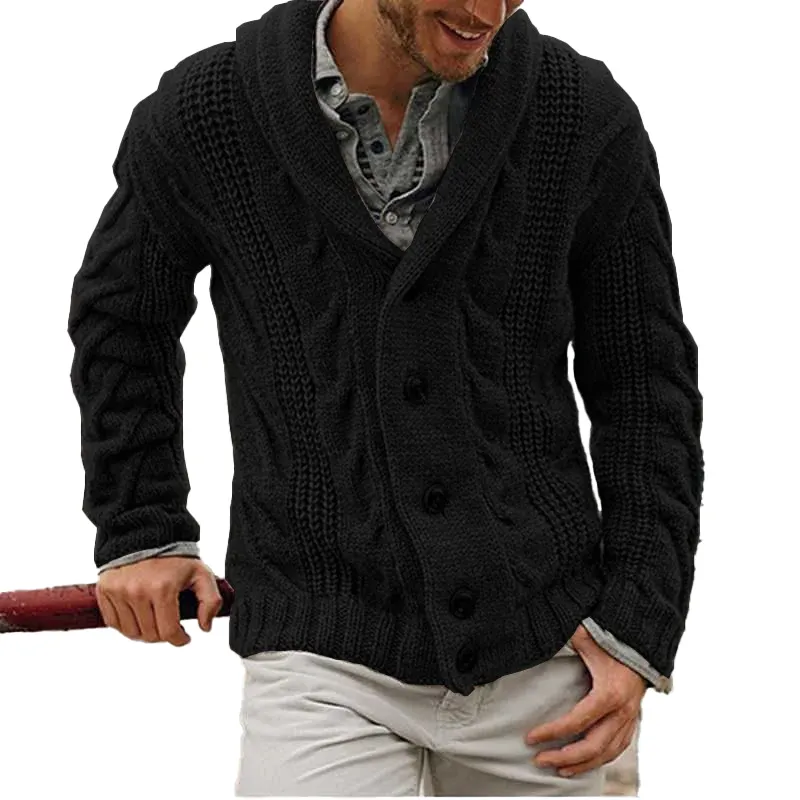 Turtleneck Cardigan Sweater Knitted for Men Button Up Sweaters Wholesale