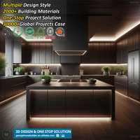Meubles de cuisine sur mesure en bois de placage MDF, finition laquée imperméable de luxe moderne, imitation marbre artificiel