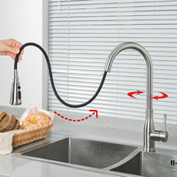 Robinet de cuisine extractible FRAP en acier inoxydable avec capteur tactile intelligent, rotation à 360 degrés, mélangeur d'eau chaude et froide