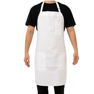 Wholesale Custom Logo <b>Kitchen</b> Bibs Plain Black Polyester Cotton Waterproof Chef Aprons for Cafe Food Cooking for Cafe Owners - Product Image 1