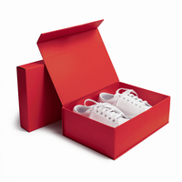 Boîte magnétique en carton rigide pliable rouge avec logo de luxe personnalisé boîte cadeau magnétique pliante recyclée pour vêtements chaussettes autres vêtements