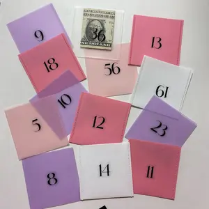 Envelope de dinheiro personalizado de 3x3 "multiple" fosco transparente A9 plástico 100 gloss para economizar dinheiro com adesivo de número