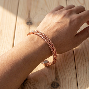 Bracelet jonc tressé en cuivre pur fait main, thérapie magnétique, bijoux en cuivre artisanal pour hommes et femmes, soulagement de l'arthrite, OEM - Product Image 1