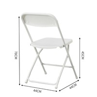 Chaise pliante portable blanche en HDPE/PP, chaise de bureau pour exposition, dossier simple, robuste, durable, multifonctionnelle