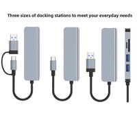 Docking Station Tipe-C Lima-dalam-Satu untuk Laptop, Hub Ekspansi USB dengan Port USB 3.0, USB 2.0, SD, dan TF