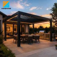 Pergola bioclimatique motorisée en aluminium à lames orientables, résistante aux intempéries, pour jardin, terrasse, avec revêtement poudré