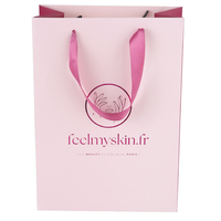 Gedruckte Griffe Bastel logos Verpackung Recyceltes Geschenk Wieder verwendbare Boutique Trage brot Rosa Kraft Weiß Schmuck Papiertüte Mit Logo