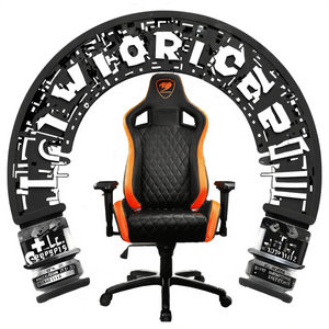 Chaise de jeu de bureau ergonomique de style course <span class=keywords><strong>Cougar</strong></span> avec logo personnalisé, de haute qualité, inclinable, en cuir, réglable - Product Image 3