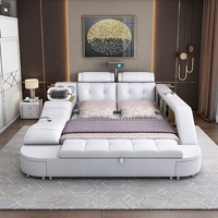 Hochwertige King Size moderne Luxus Multifunktions weichen Holzrahmen 1,8 m Doppel Leder Prinzessin Smart Bett mit Aufbewahrung sbox