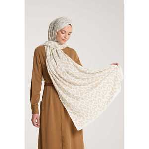 Pure Tone Satin Silk <b>Scarf</b> Custom Designer Leopard Print <b>Long</b> Style for All Seasons-Ivory Beige - Product Image 4