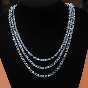 Medboo Sieraden 18in 2Mm 3Mm 4Mm 5Mm 6Mm 7Mm 8Mm Blauw Wit Gekleurde sieraden 10K 14K 18K Gold Moissanite Diamond Tennis Chain